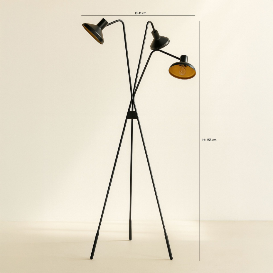 Lampadaire trépied en métal, SNAKE
