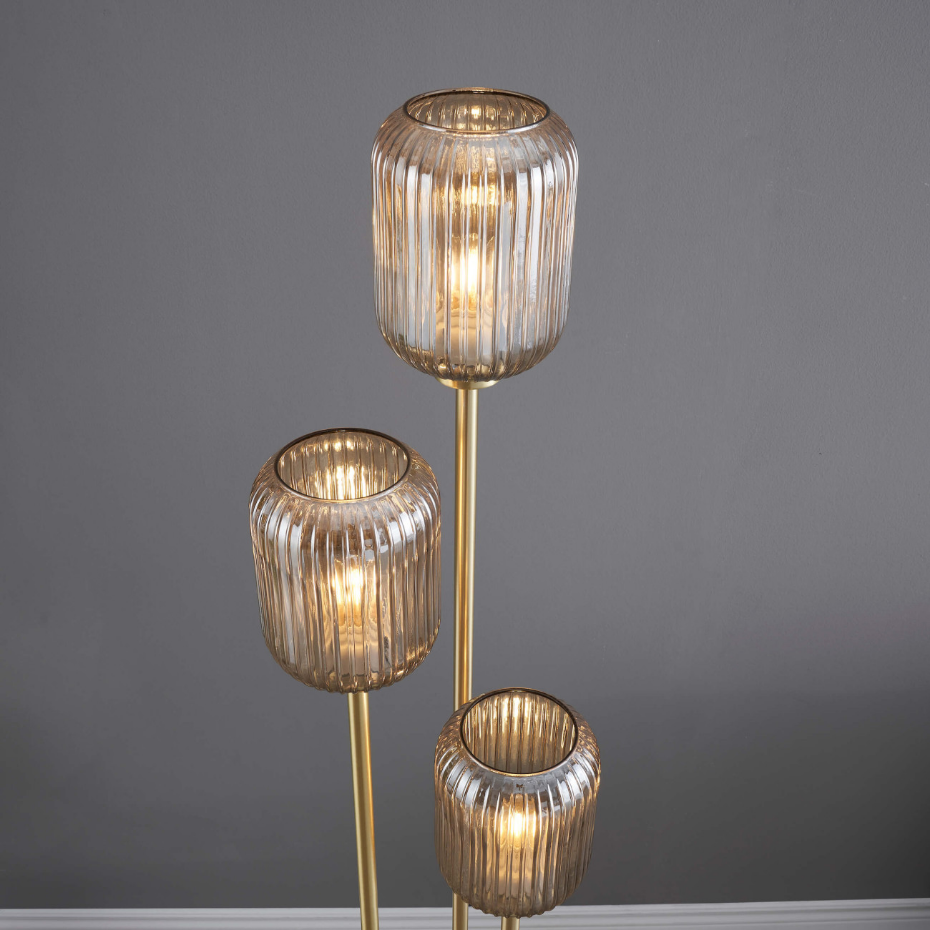 Lampadaire à abat-Jour verre ambré - ROSALIA