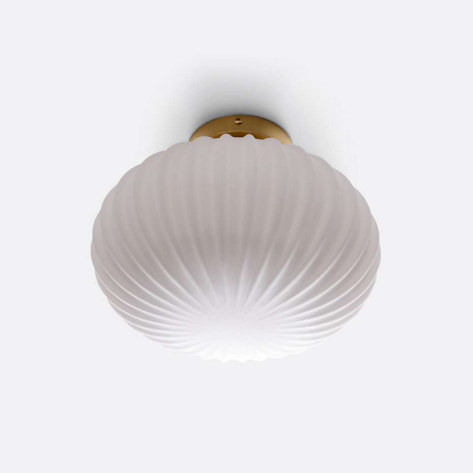 Plafonnier ou applique, en laiton et verre opaline, AMIA