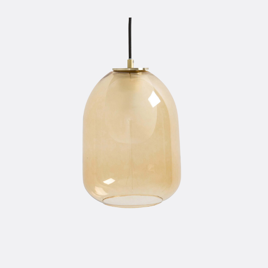 Suspension laiton et verre ambré Ø20 cm, Bumble