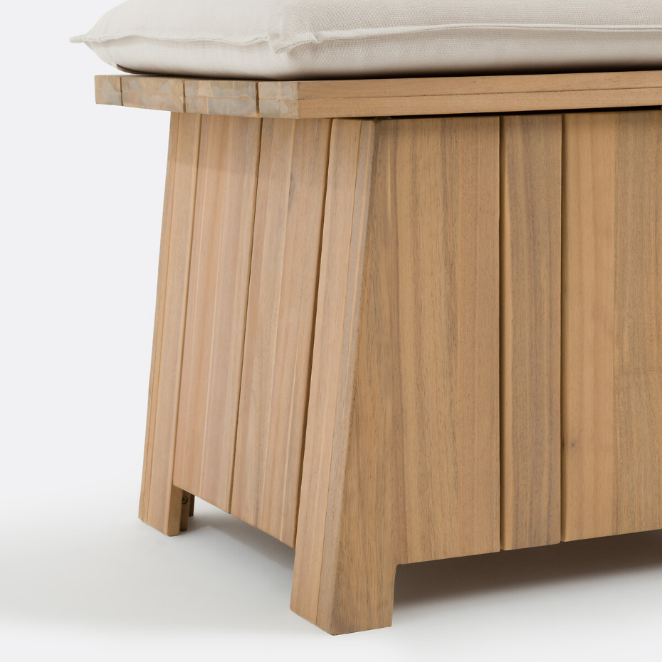 Banc coffre de jardin, en acacia, avec coussin, BRUT