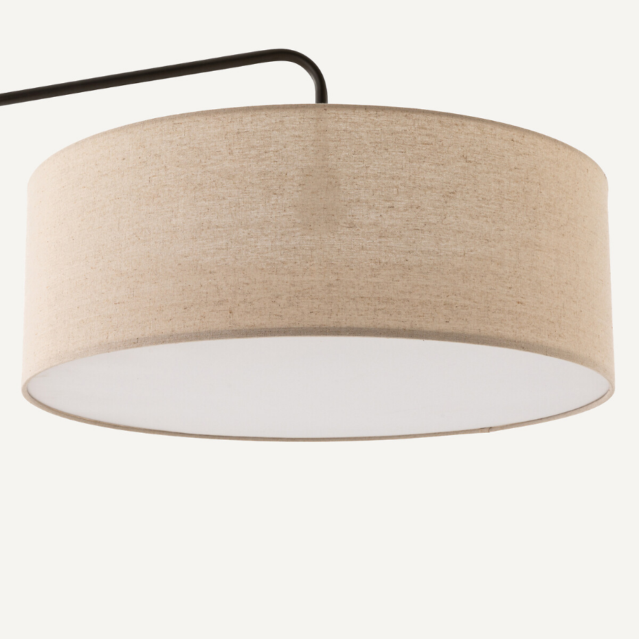 Lampadaire arc, métal fer et lin, Cinqua