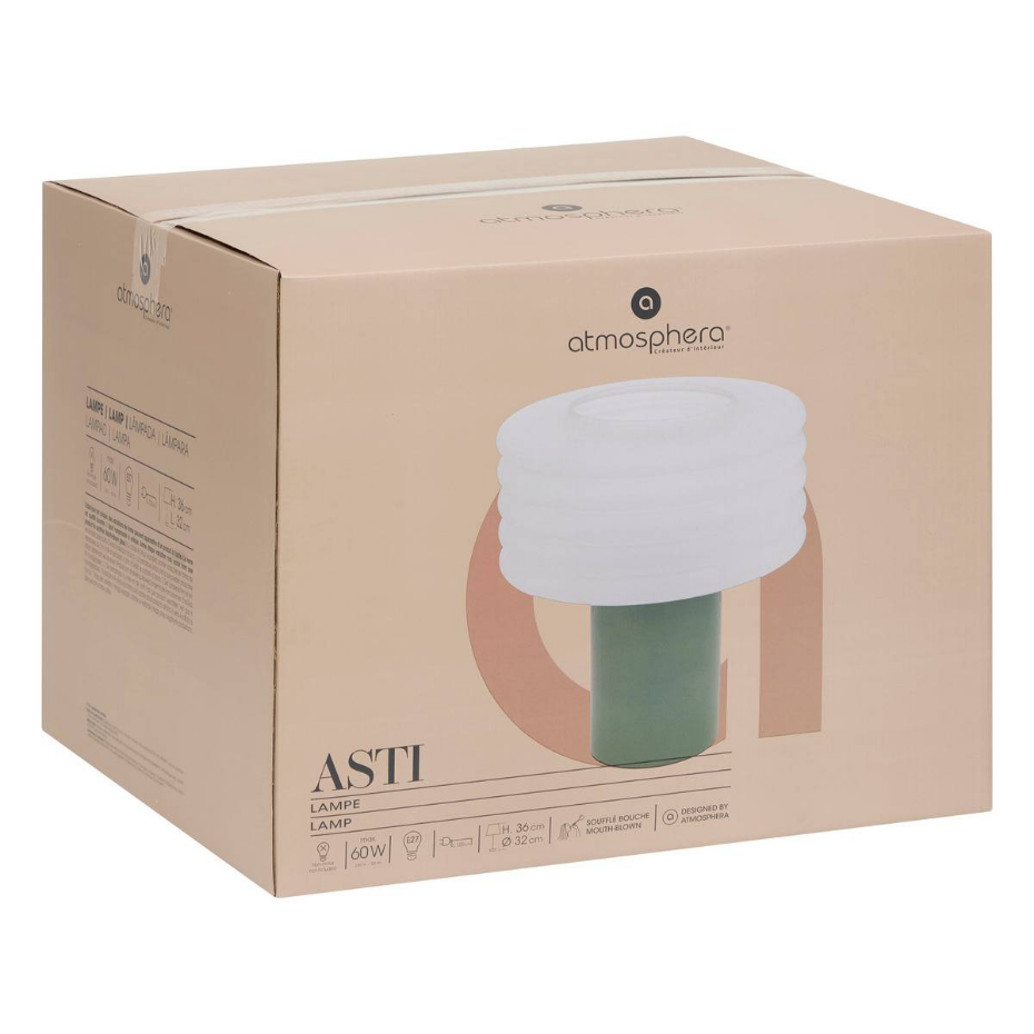Lampe à poser verre sablé et grès ASTI