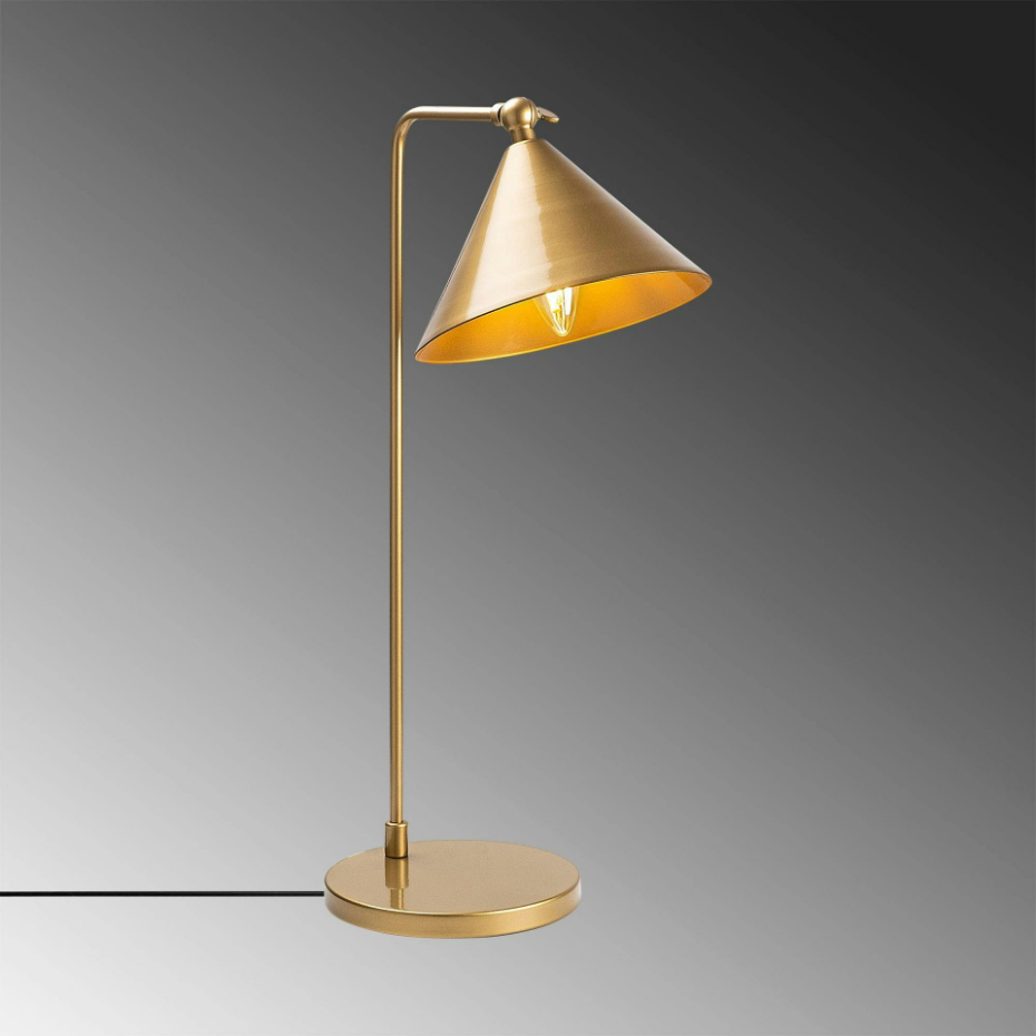 Lampe de table moderne dorée, abat-jour conique SILE