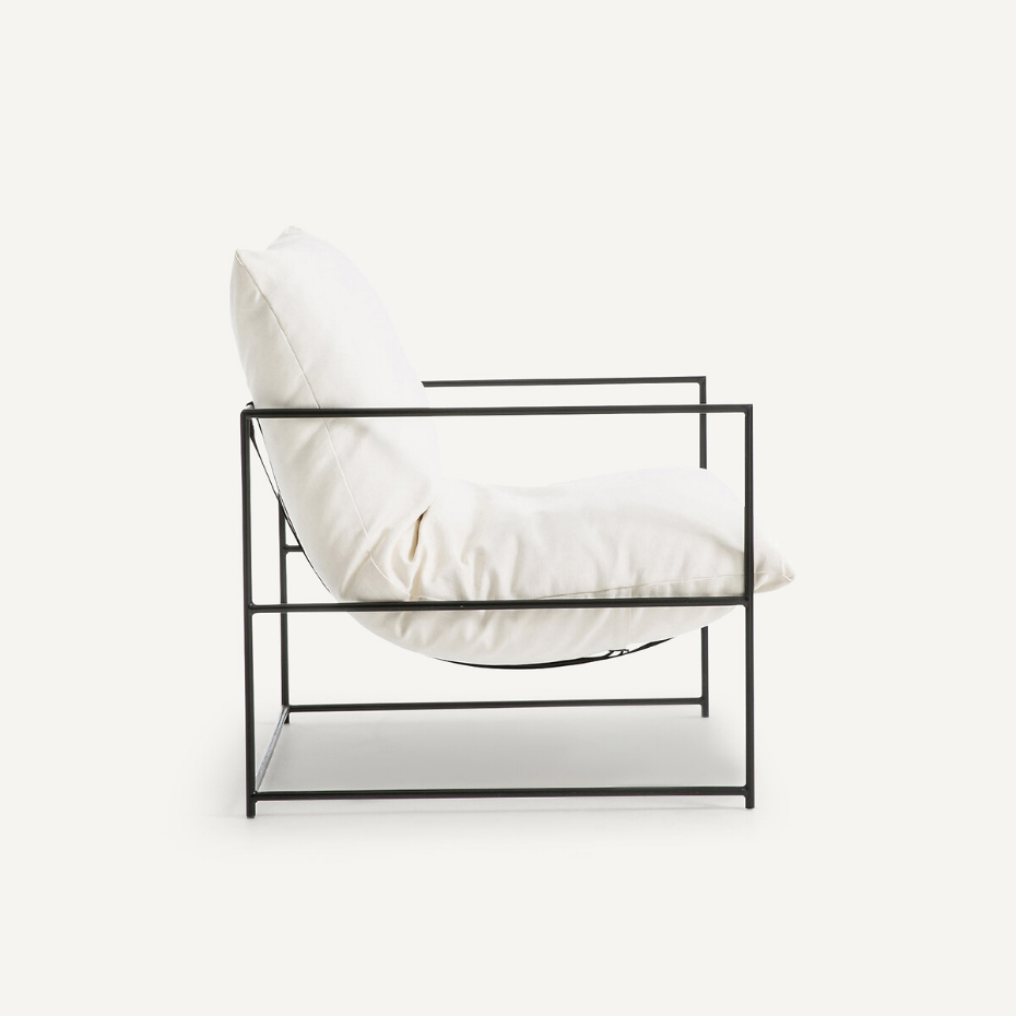 Fauteuil moelleux, tissu coton/lin, Sgothan
