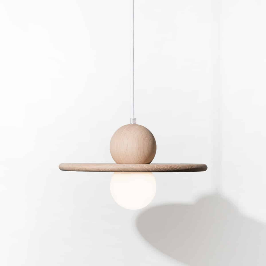 Suspension luminaire Nébuleuse en chêne massif