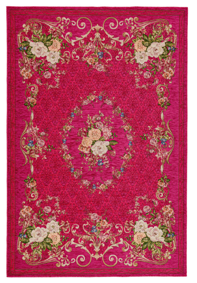 Tapis floral tissé à la machine avec bordure - Flomi
