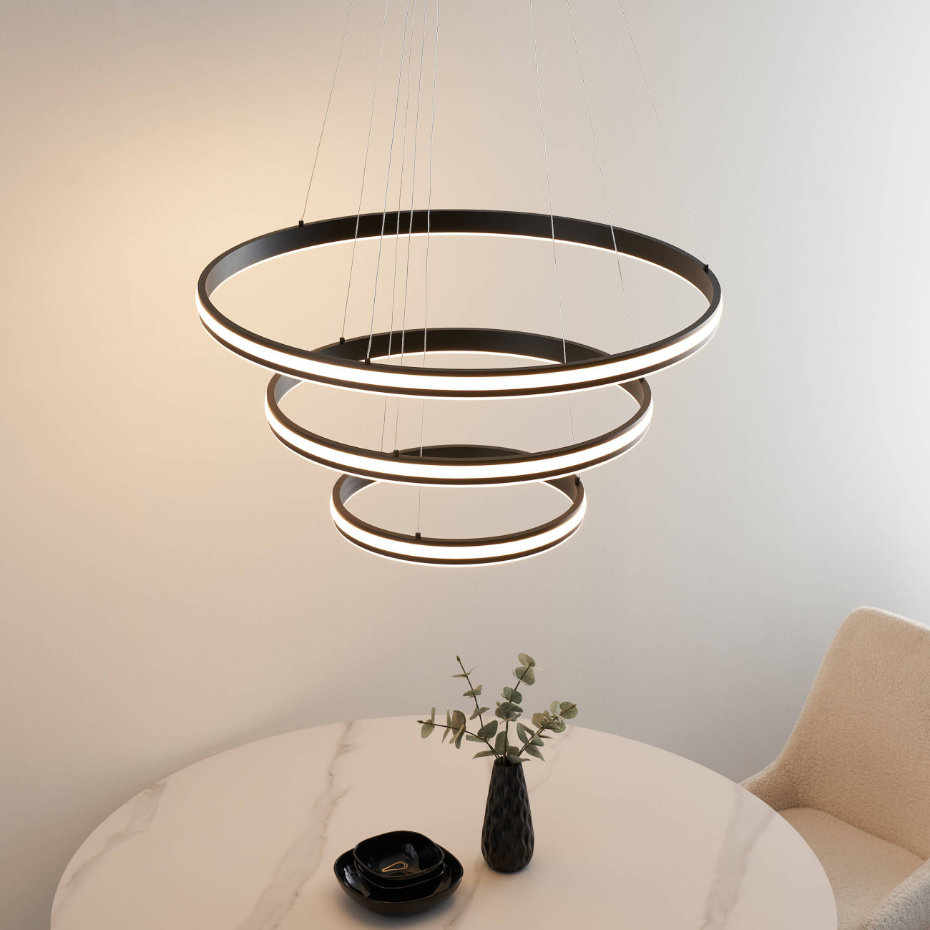 Suspension LED Design à Trois Anneaux - MAROGGIA