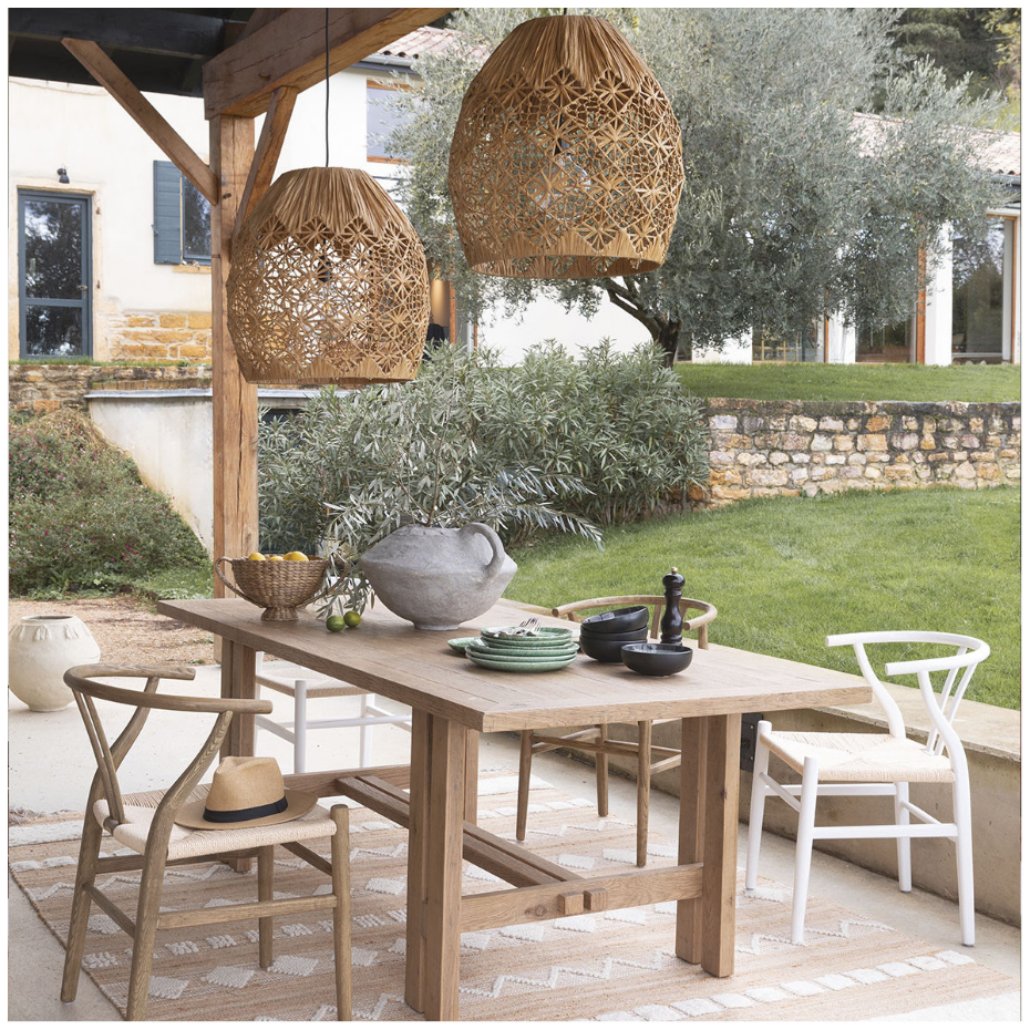 Suspension raphia naturel dia 48x51