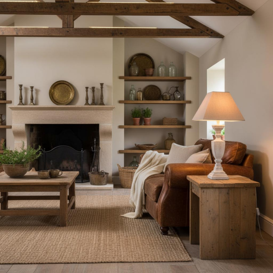 Lampe à poser en bois et coton