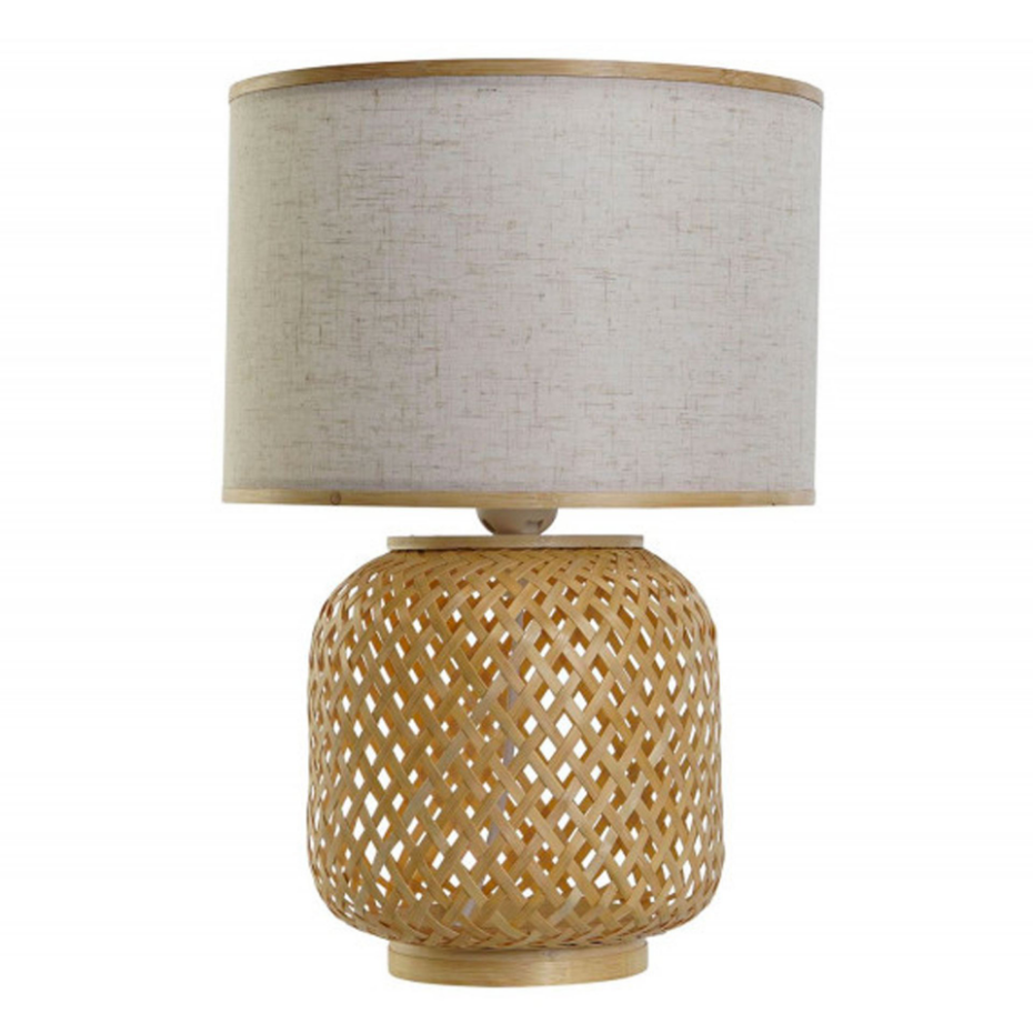 Lampe à poser bambou et abat-jour beige 26x26x39cm