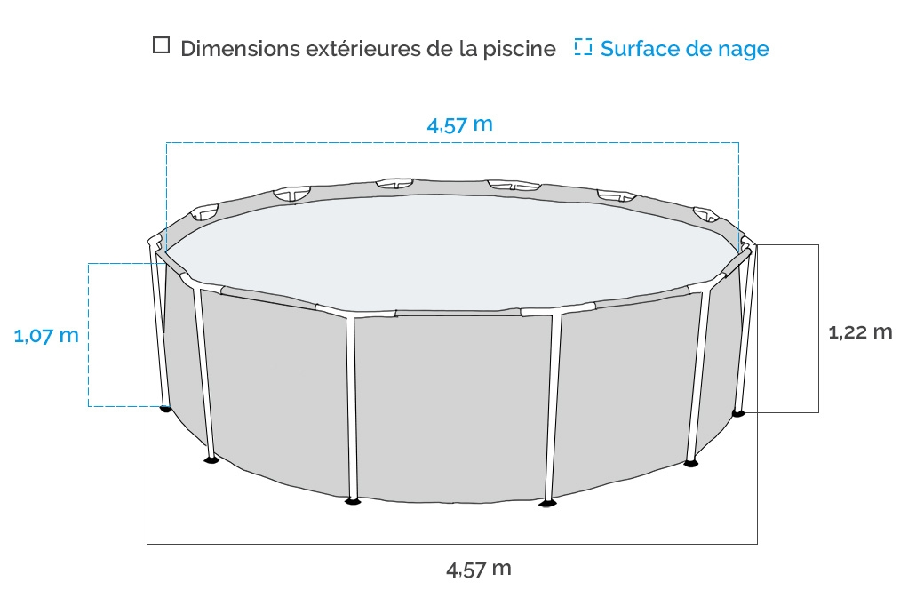 Piscine tubulaire ronde  Prism Frame 4,57 x 1,22 m -