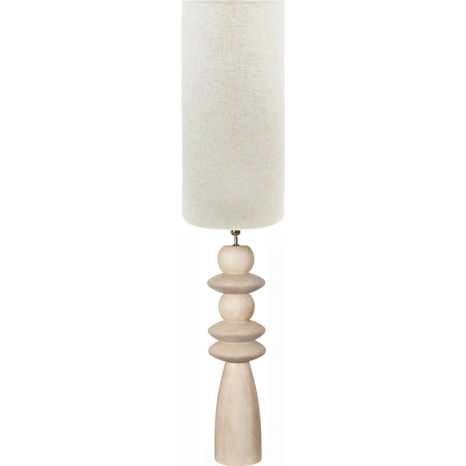 Lampadaire en bois avec abat-jour en tissu rond