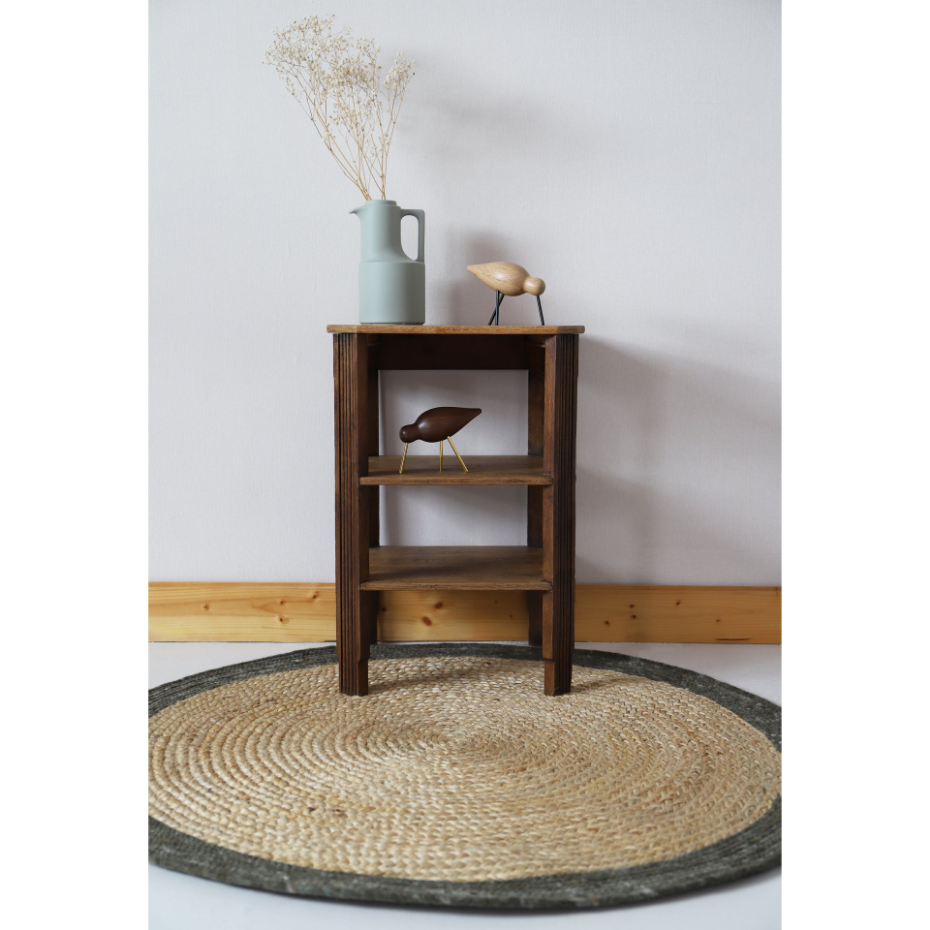 Tapis rond en jute et laine feutrée YHUKI