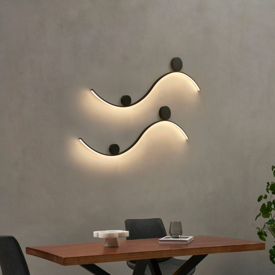 Applique LED noire vague - CURVA