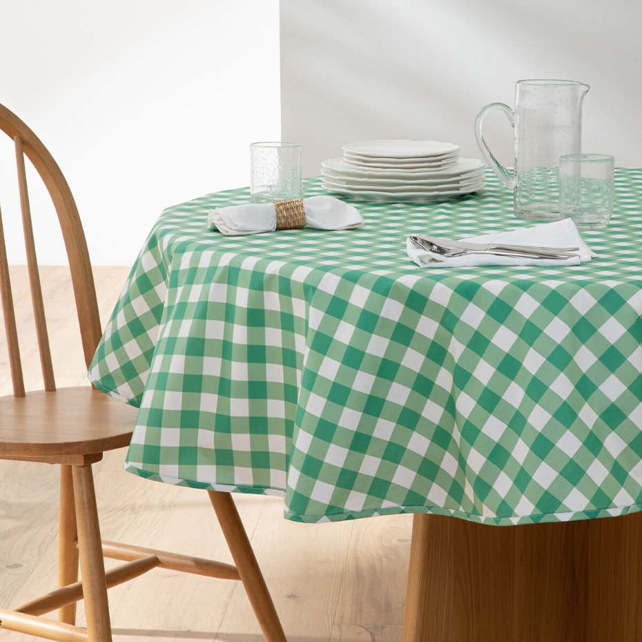 Nappe ronde imprimée coton enduit souple Louanne