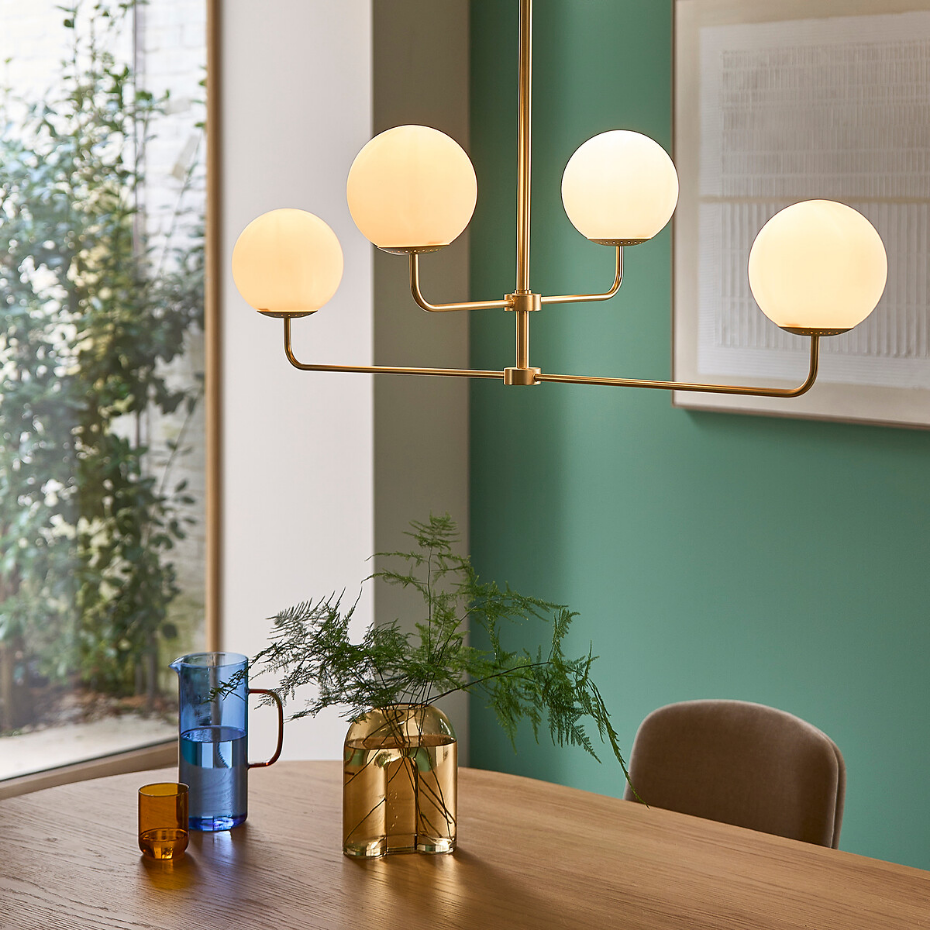 Suspension laiton et verre opaline, Moricio