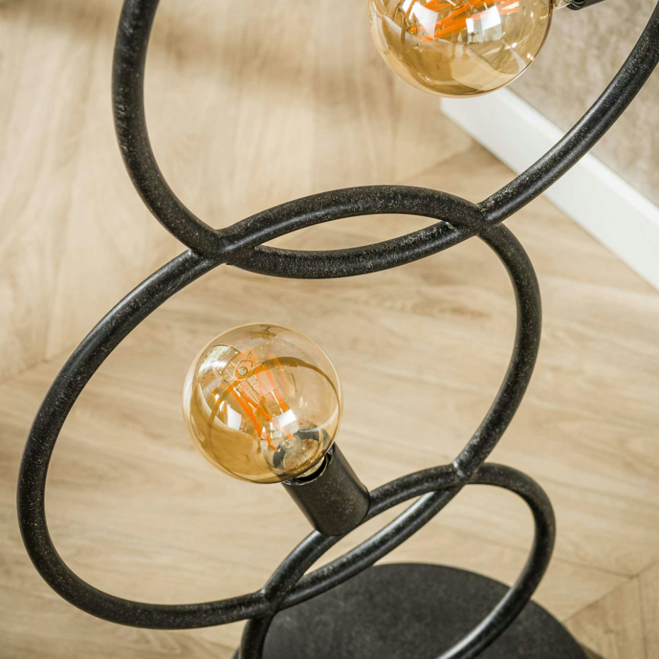 Lampadaire de salon noir – 5 anneaux design TRIBECA