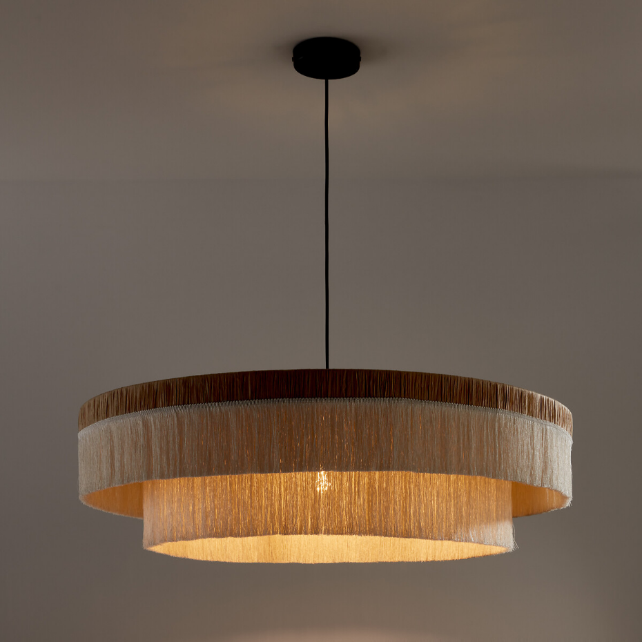 Suspension frangée en raphia Ø86 cm, Kavi