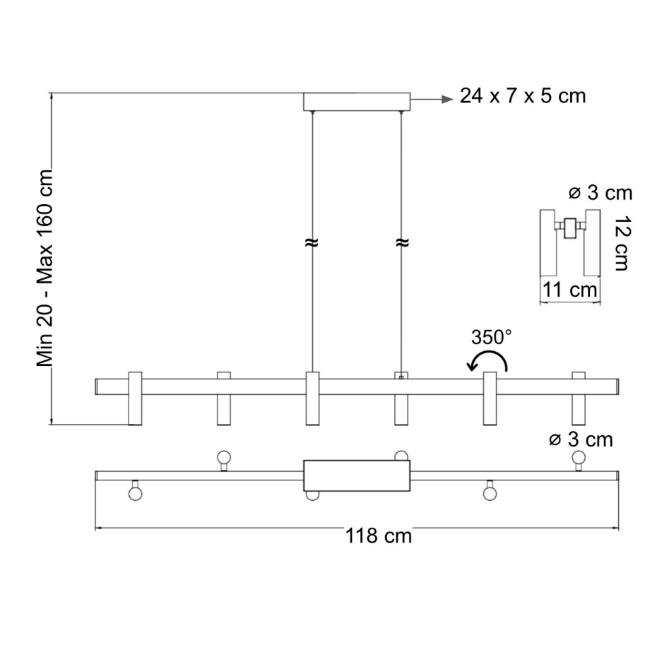 Suspension LED cylindres orientables - ANISKA