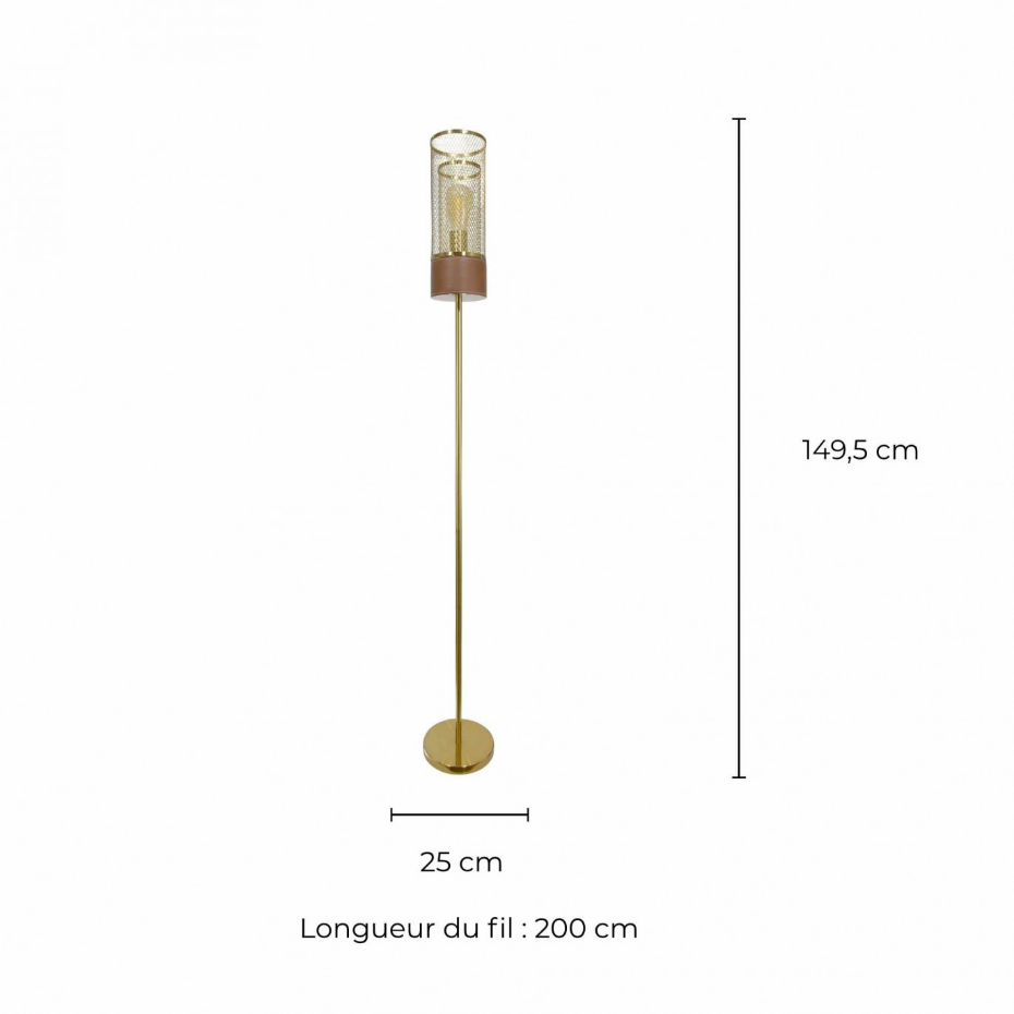Lampadaire en métal et aspect cuir, ACUERO