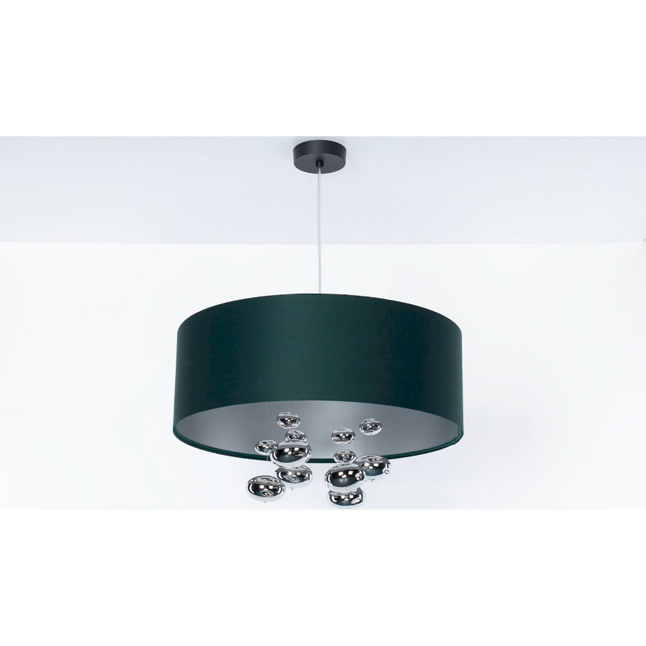 Suspension ronde en tissu avec boules argentées Bubble Light