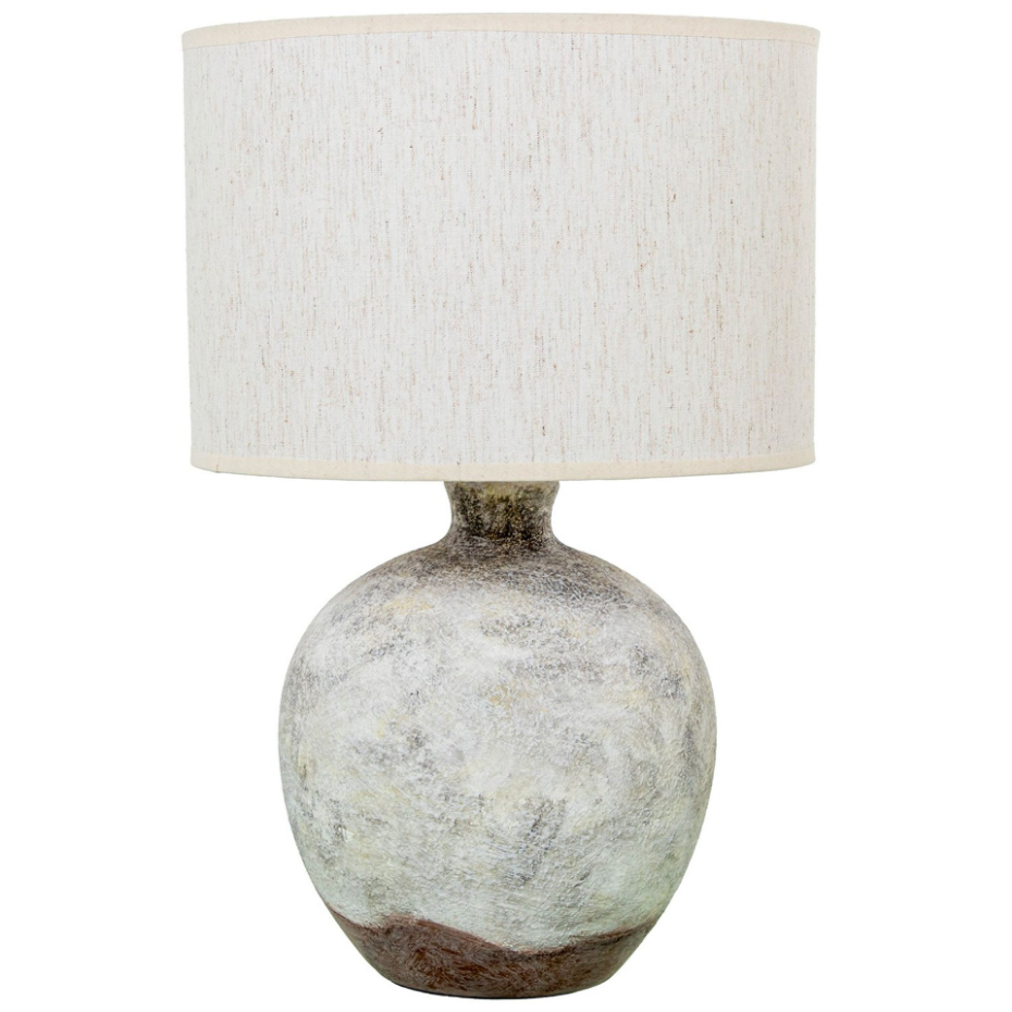 Lampe à poser en céramique grise et abat-jour beige antique 30x30x46.5cm