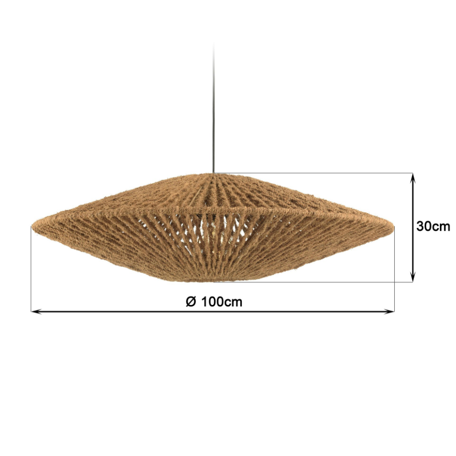 Suspension cymbale 100x100cm en fibre de coco/teck recyclé FOLELLI