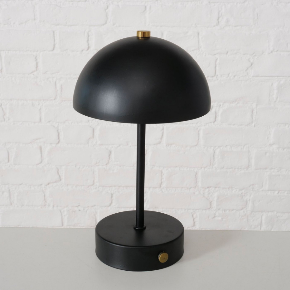 Lampe à poser champignon en métal noir LED sans fil 15x15x26cm