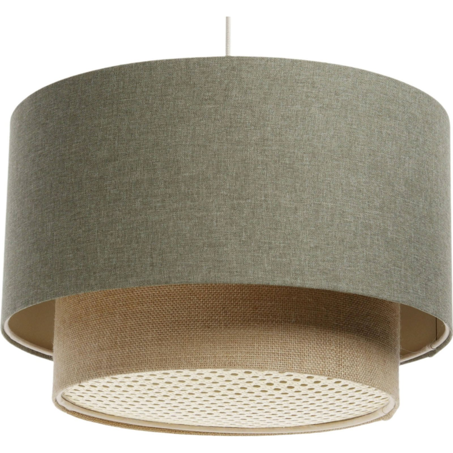 Suspension en tissu rond avec diffuseur rotin Boho Elegant