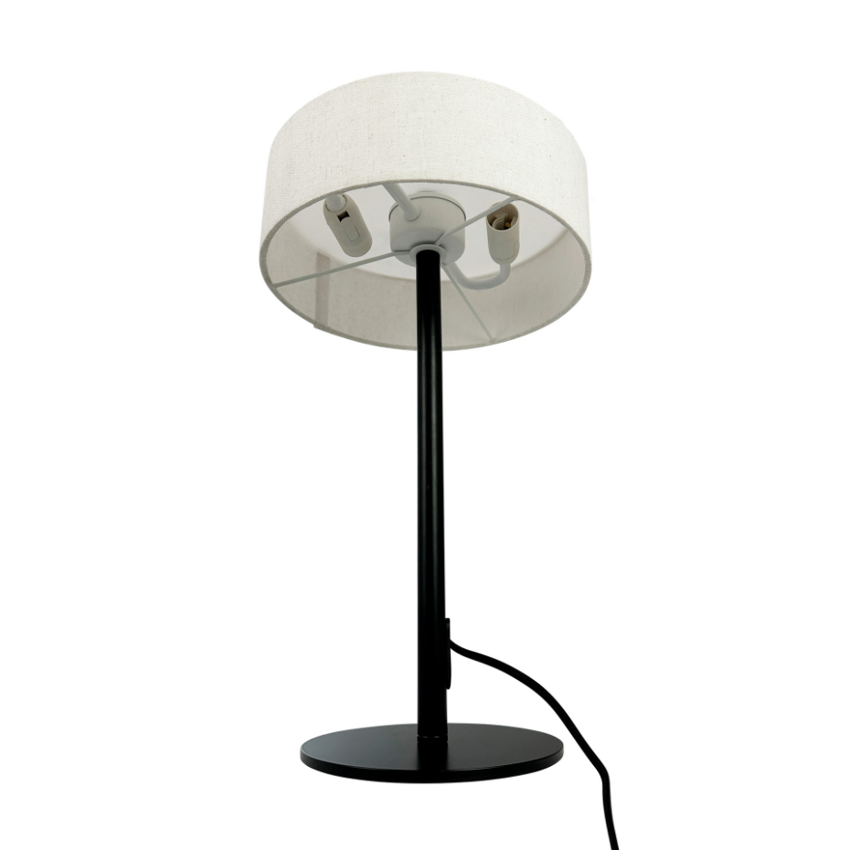 Lampe à poser en métal et tissu Noir/Blanc Calix
