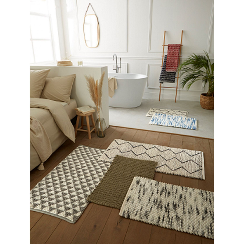 Tapis de bain déco en polycoton ZIG ZAG