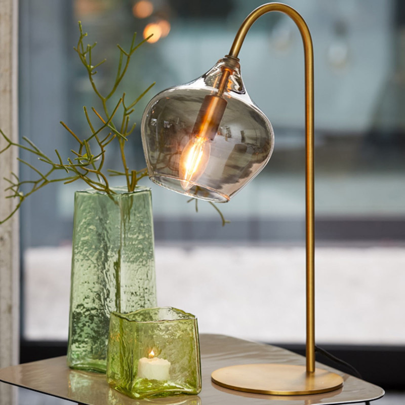 Lampe à Poser Karel Verre Fume laiton patiné