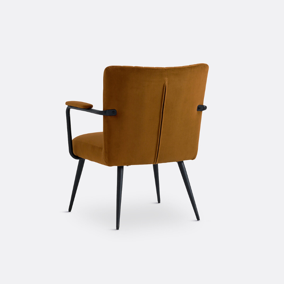 Fauteuil vintage velours avec accoudoirs, Ronara