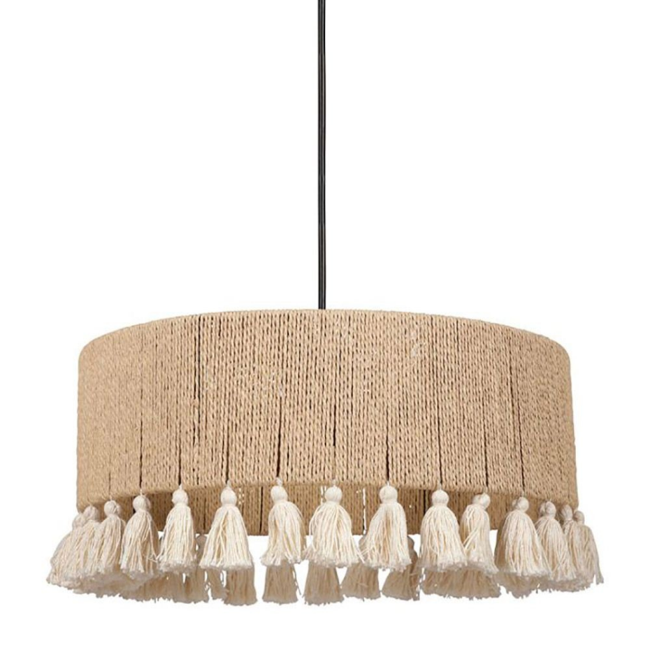 Suspension Cylindrique Métal Coton Charlotte Noire Beige