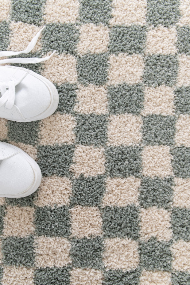 Tapis damier poils longs doux et volumineux CHECKERS