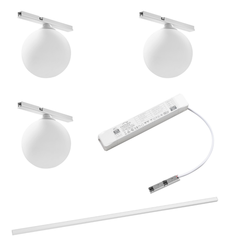 Kit rail 3 boules LED verre dépoli - LYNE