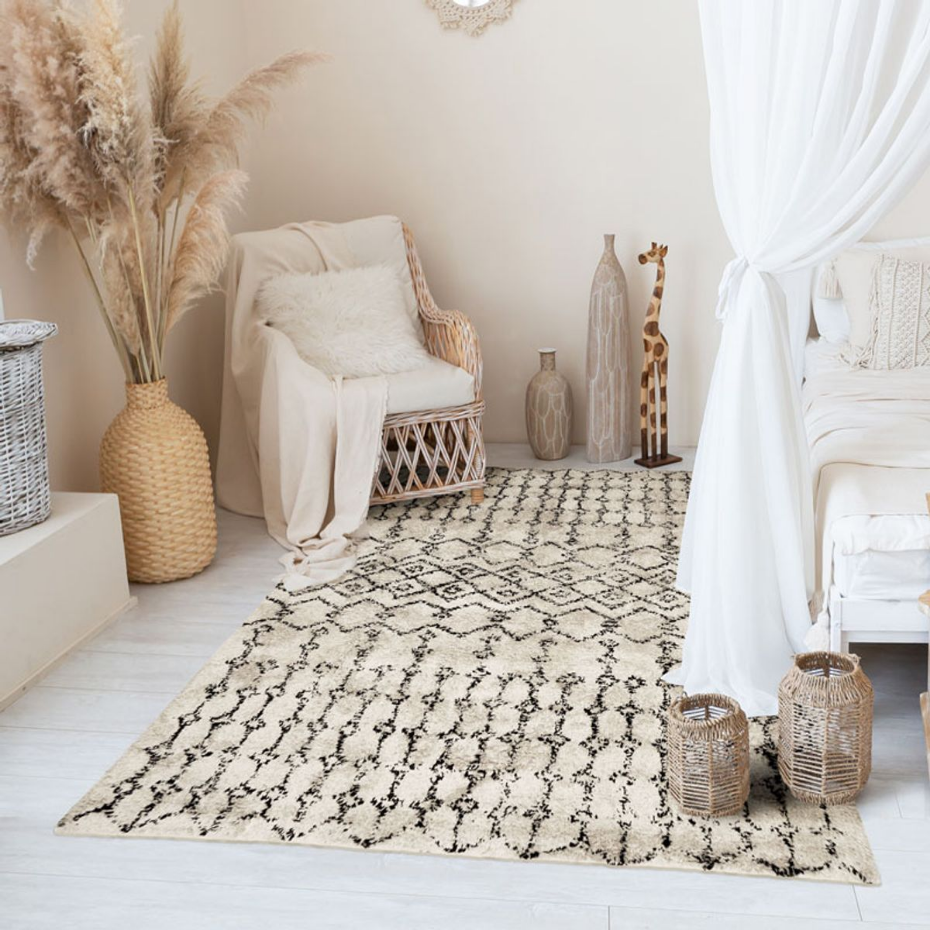 Tapis salon berbère en coton recyclé  BERBERE TRIBAL - style bohème