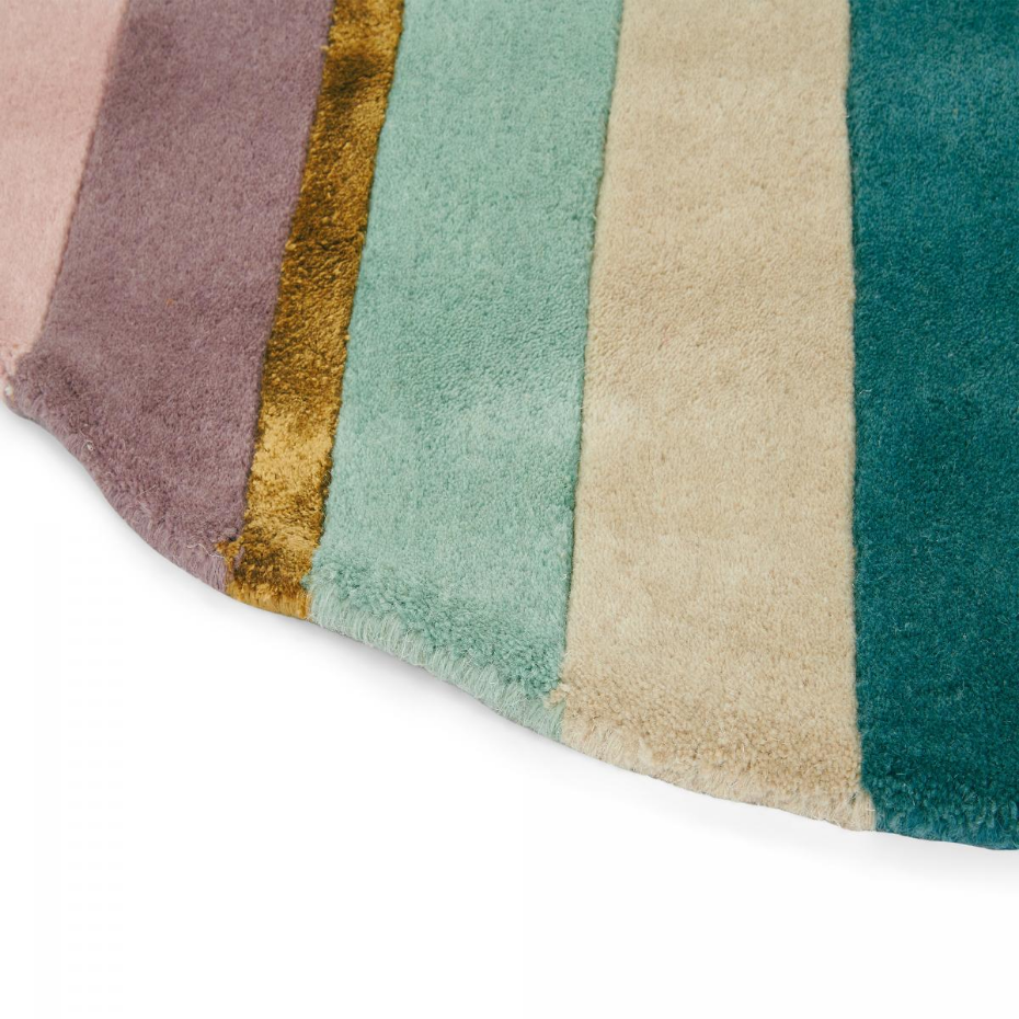 Tapis rond fait à la main en laine motif géométrique SAHAARA R