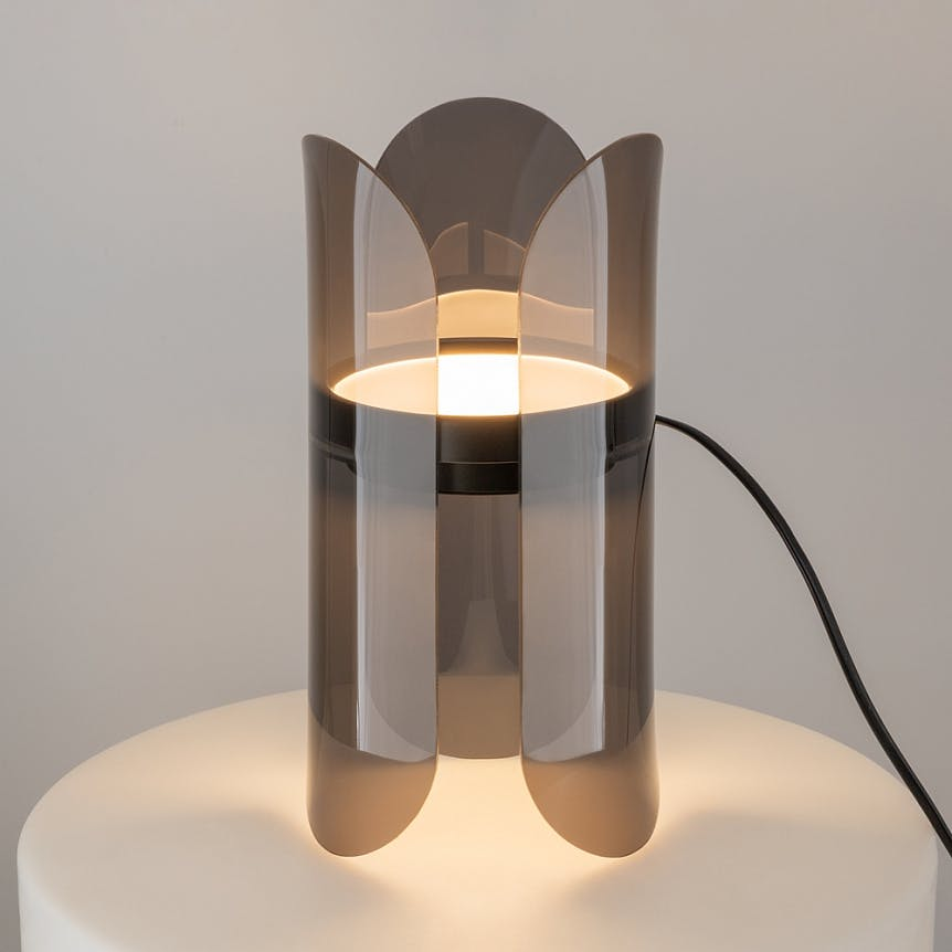 Lampe de chevet moderne en verre fumé – forme corolle ELY
