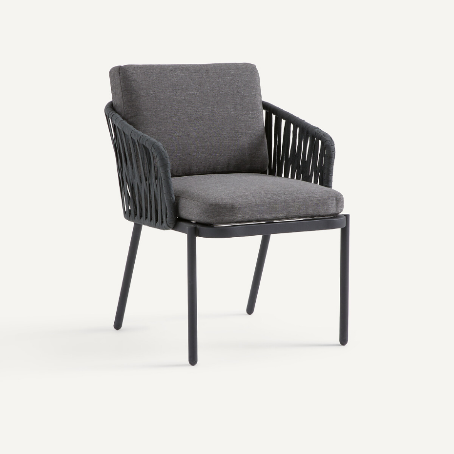 Fauteuil de table en sangles tressées, LEANDRA