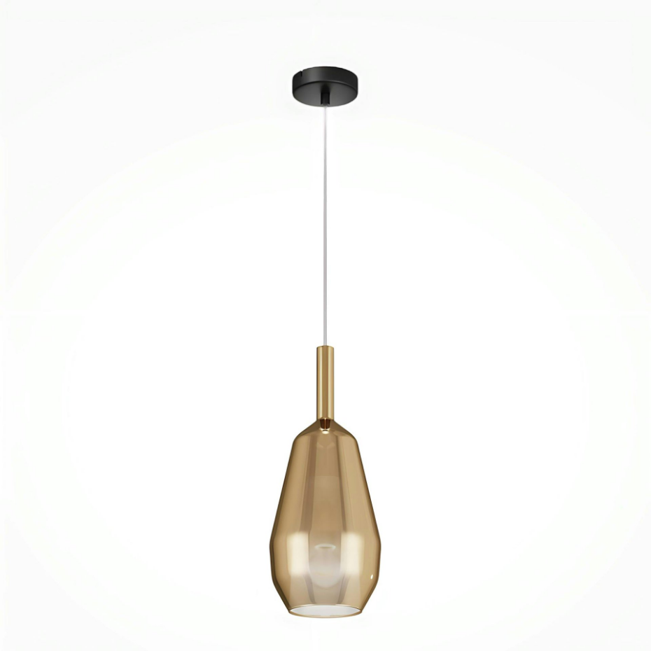 Suspension verre fumé – abat-jour double forme poire LODI