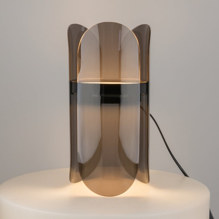 Lampe de chevet moderne en verre fumé – forme corolle ELY