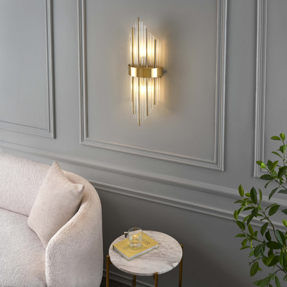 Applique dorée avec tiges en verre - DANIA