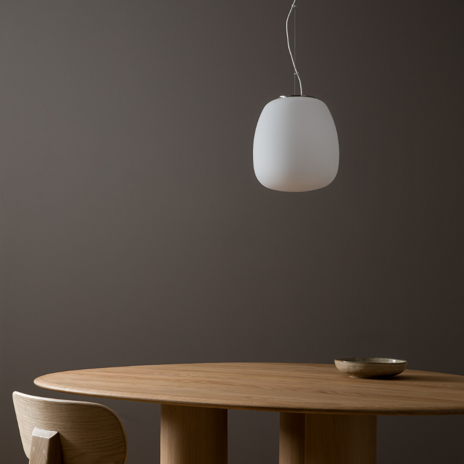 Suspension en verre givré, forme oblongue, Raeyes