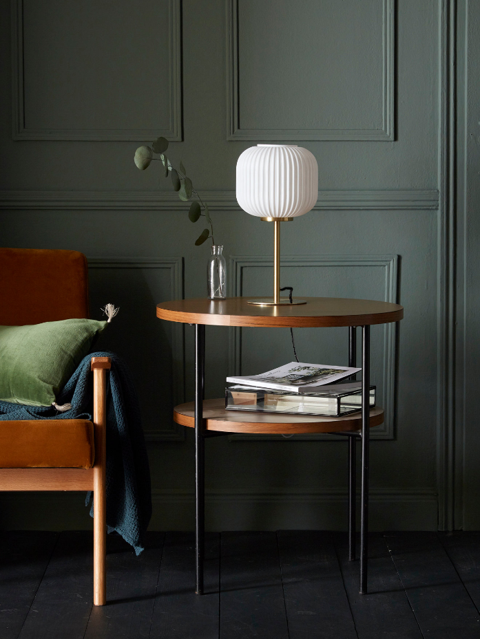 Lampe laiton et verre strié