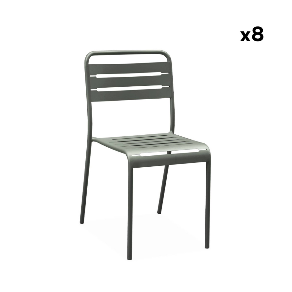 Table de jardin métal + 8 assises AMÉLIA