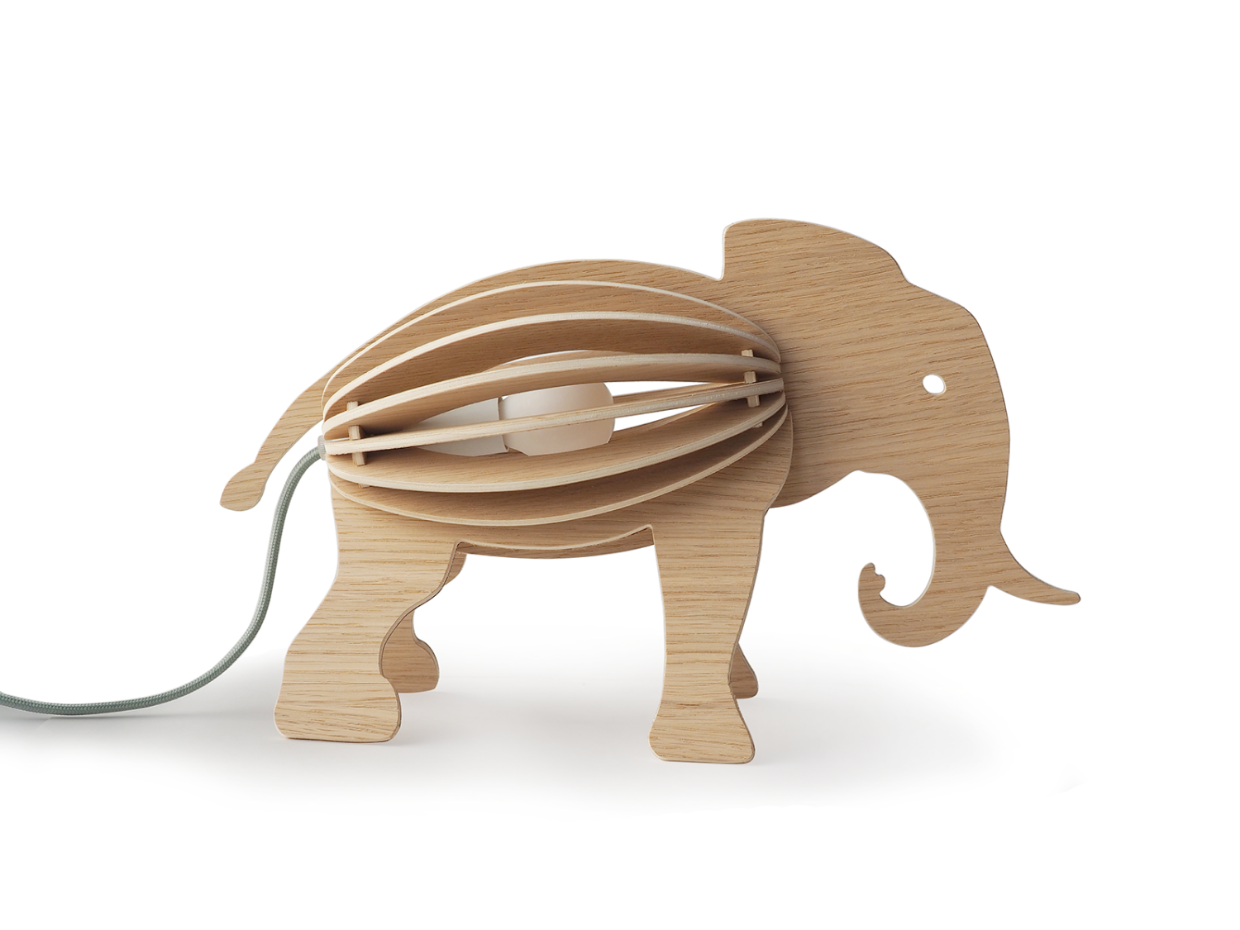 Lampe à poser en chêne Eléphant - ZOOO SAVANE