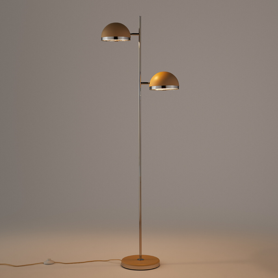 Lampadaire en métal fer coloré et chrome, Vanyta