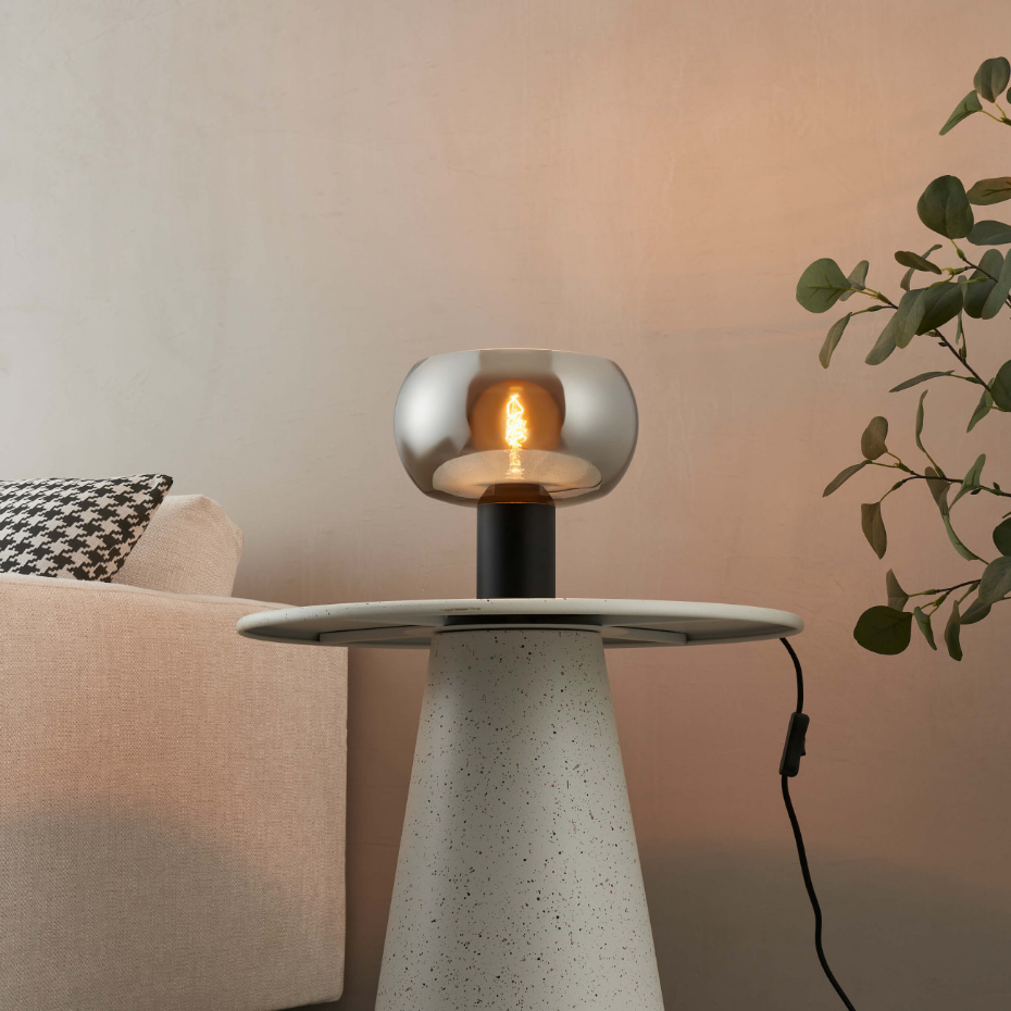 Lampe à poser verre fumé et marbre - MILAN